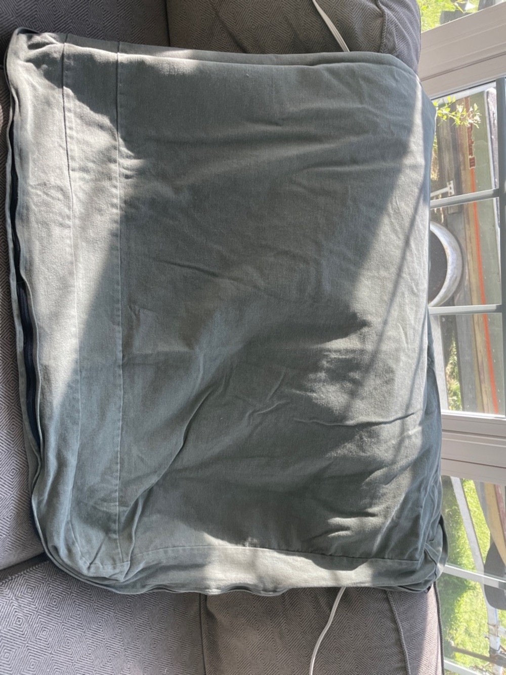 Large Slate Green Linen Queen futon Cover